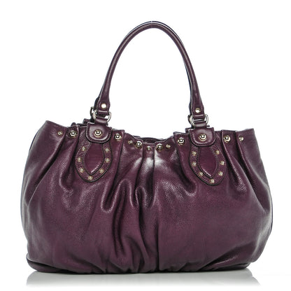 Gucci Calfskin Studded Pelham Tote Purple 1 of 6