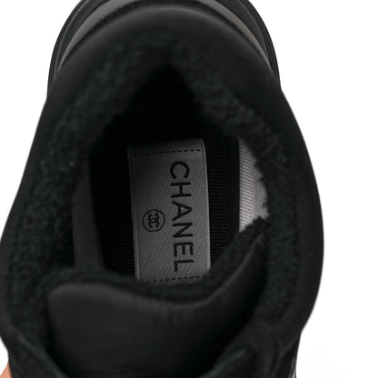 Chanel Nylon Calfskin Suede CC Sneakers 38 Black 7 of 9