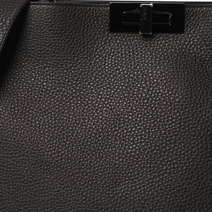 Fendi Cuoio Romano Vitello Cover Glazed Fabric Bi-Color FF 1974 Medium Peekaboo I SEE U Satchel Dark Brown 10 of 16