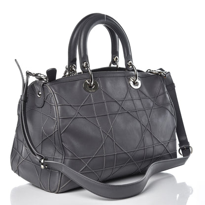 Christian Dior Lambskin Cannage Granville Polochon Grey 3 of 20