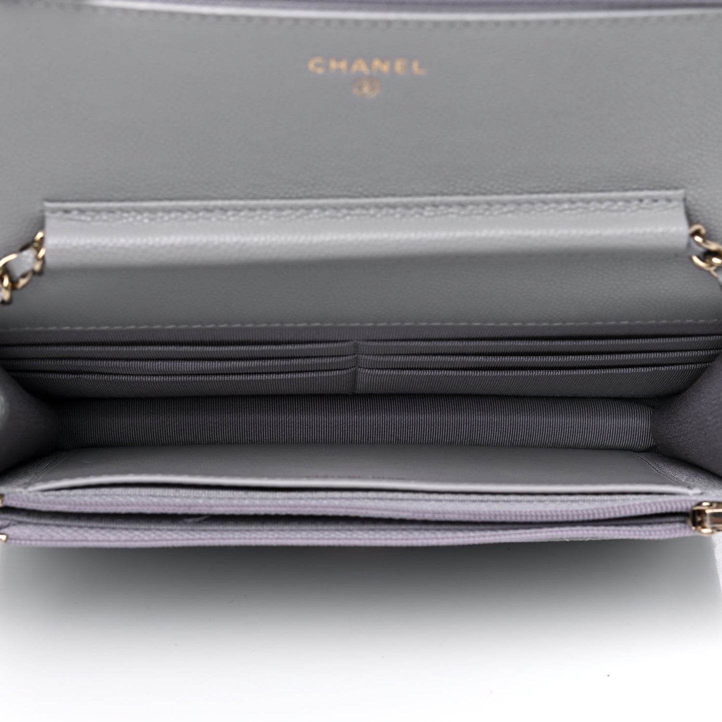Caviar Quilted Wallet On Chain WOC Grey