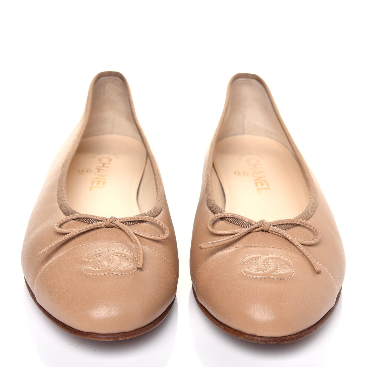 Chanel Lambskin Cap Toe CC Ballerina Flats 41 Beige 2 of 10