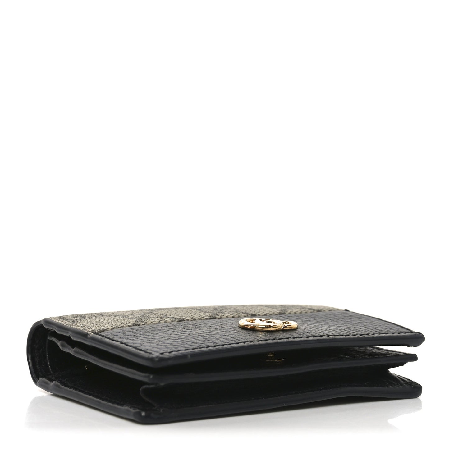 Dollar Calfskin GG Supreme Monogram GG Marmont Card Case Black Beige Ebony