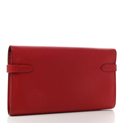 Hermes Epsom Kelly Longue Wallet Rouge Casaque 3 of 9