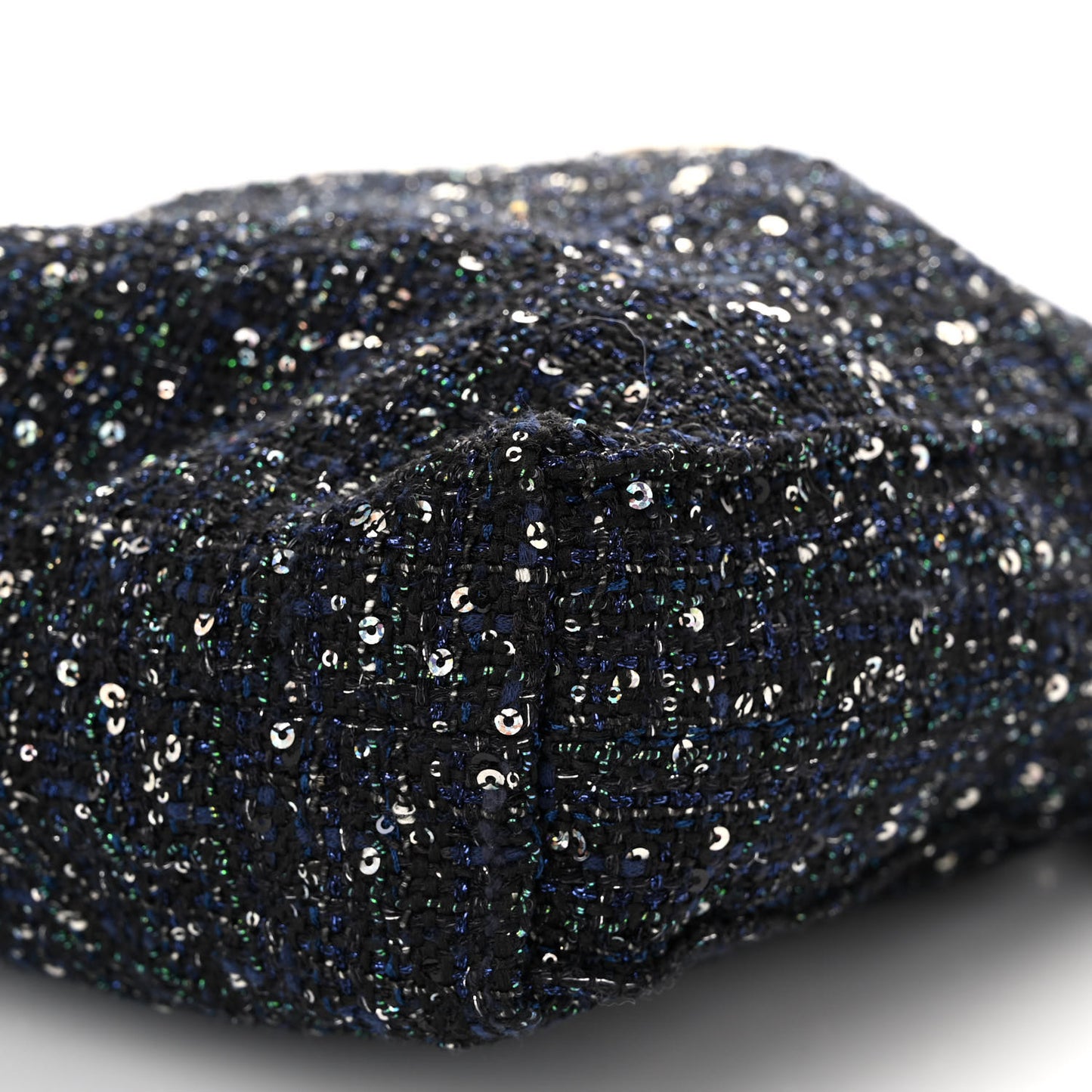 Tweed Pearl Handle Drawstring Bag Black Ecru