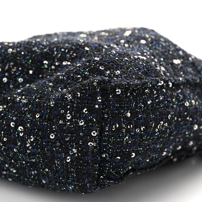 Chanel Tweed Pearl Handle Drawstring Bag Black Ecru 9 of 10