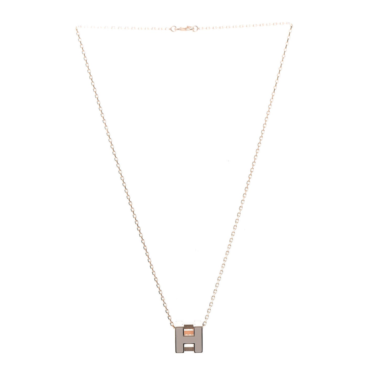 Rose Gold Lacquered Cage d'H Necklace Marron Glace