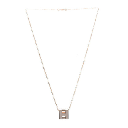 Hermes Rose Gold Lacquered Cage d'H Necklace Marron Glace 3 of 6