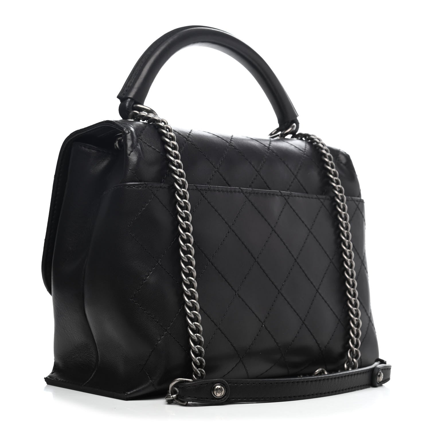 Chanel Calfskin Stitched Urban Luxury Top Handle Bag Black 2 of 4