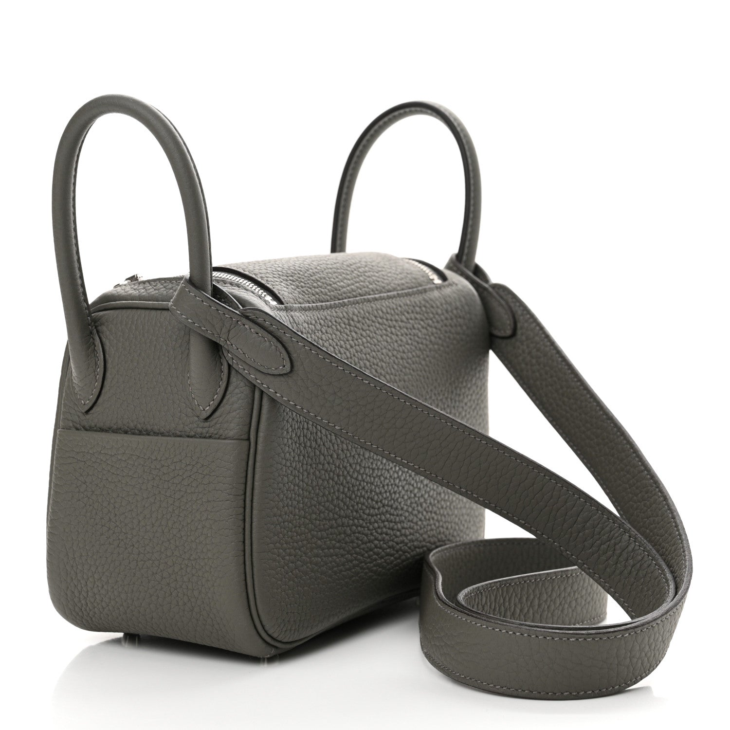 Hermes Taurillon Clemence Mini Lindy 20 Gris Meyer 3 of 11
