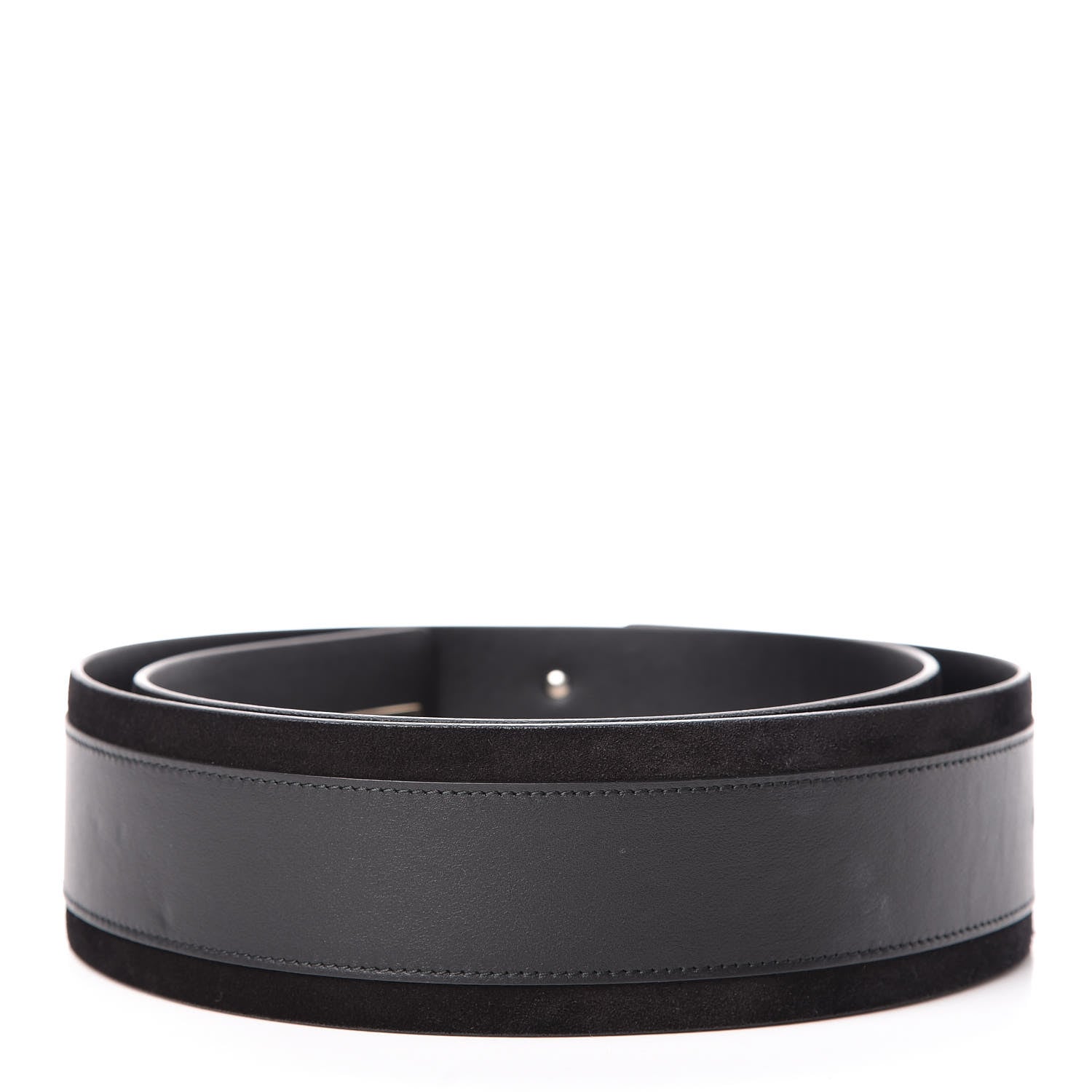 Chanel Lambskin Suede Crystal Ring CC Belt 90 36 Black 3 of 9