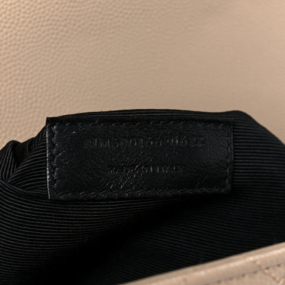 Saint Laurent Grain De Poudre Mixed Matelasse Large Triquilt Monogram Satchel Dark Beige 8 of 11
