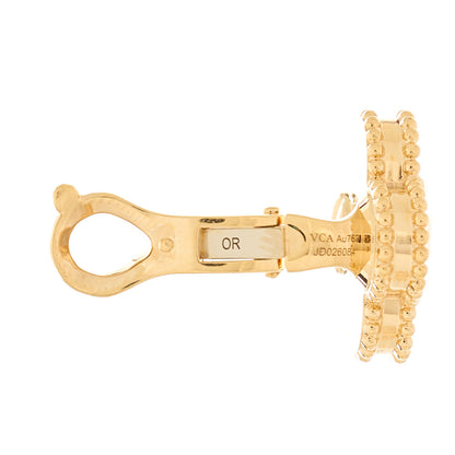 Van Cleef & Arpels 18K Yellow Gold Guilloche Vintage Alhambra Earrings 4 of 4