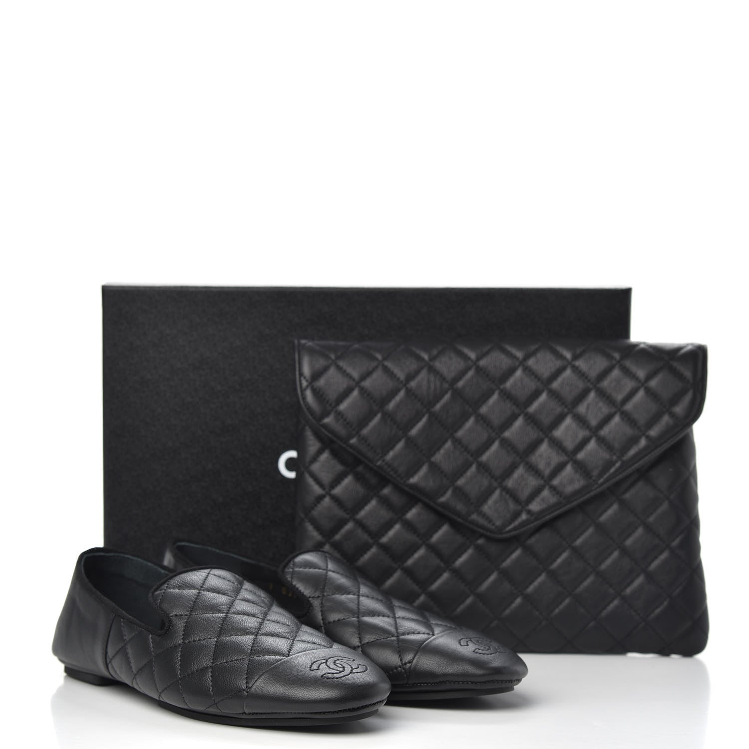 Chanel Lambskin Quilted Cap Toe Slipper With Pouch 36 Black 9 of 9