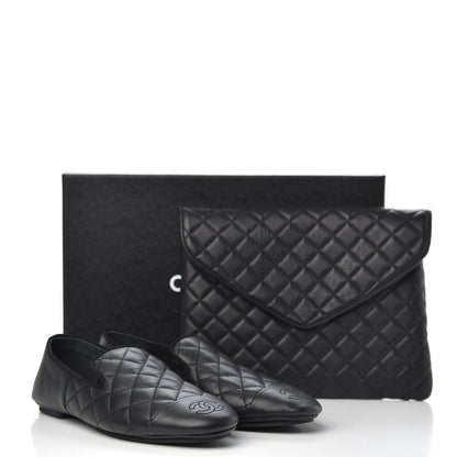 Chanel Lambskin Quilted Cap Toe Slipper With Pouch 36 Black 9 of 9