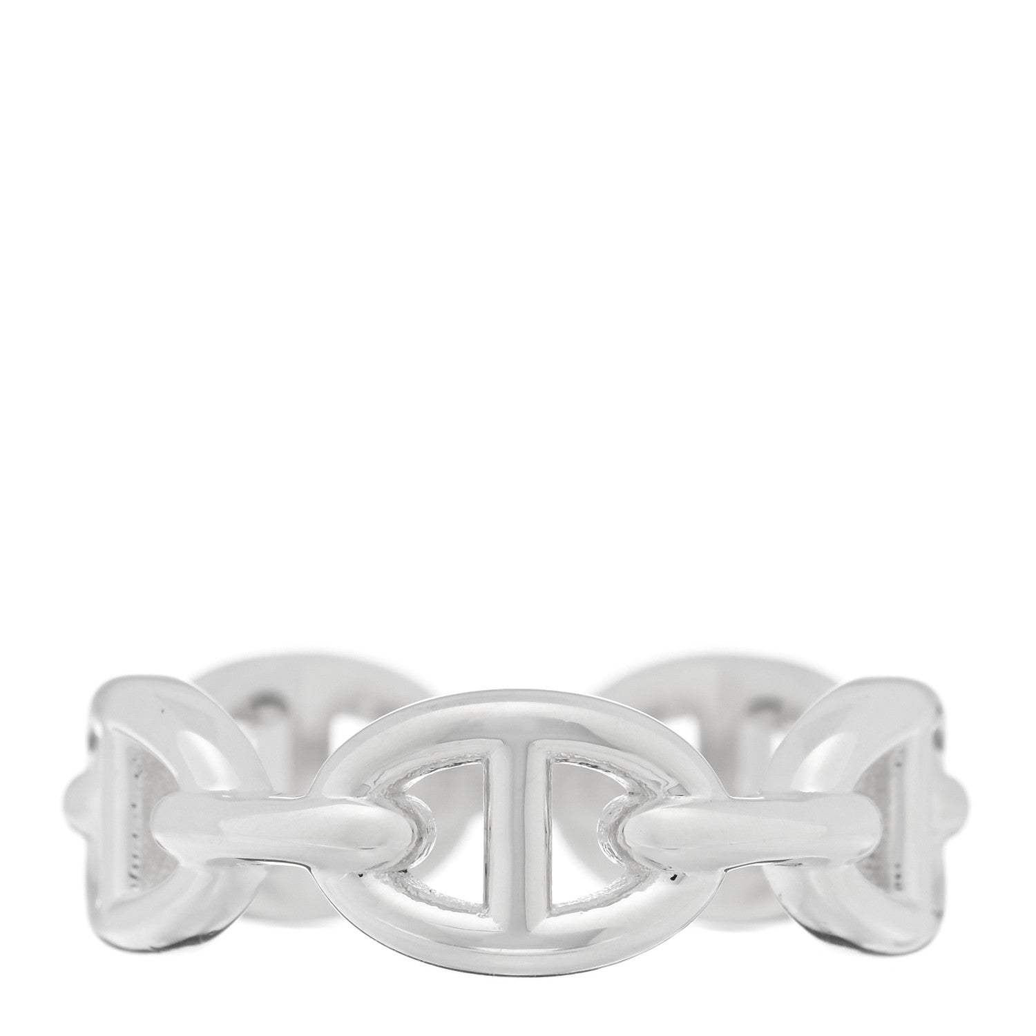 Hermes Sterling Silver PM Chaine d'Ancre Enchainee Band Ring 55 7.25 1 of 5
