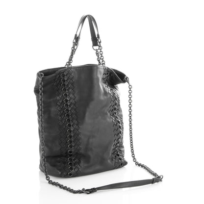 Bottega Veneta Nappa Intrecciato Grommet Tote Nero Black 3 of 6