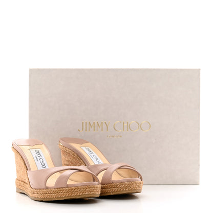 Jimmy Choo Nappa Woven Almer 80 Wedge Sandals 35.5 Ballet Pink 8 of 8