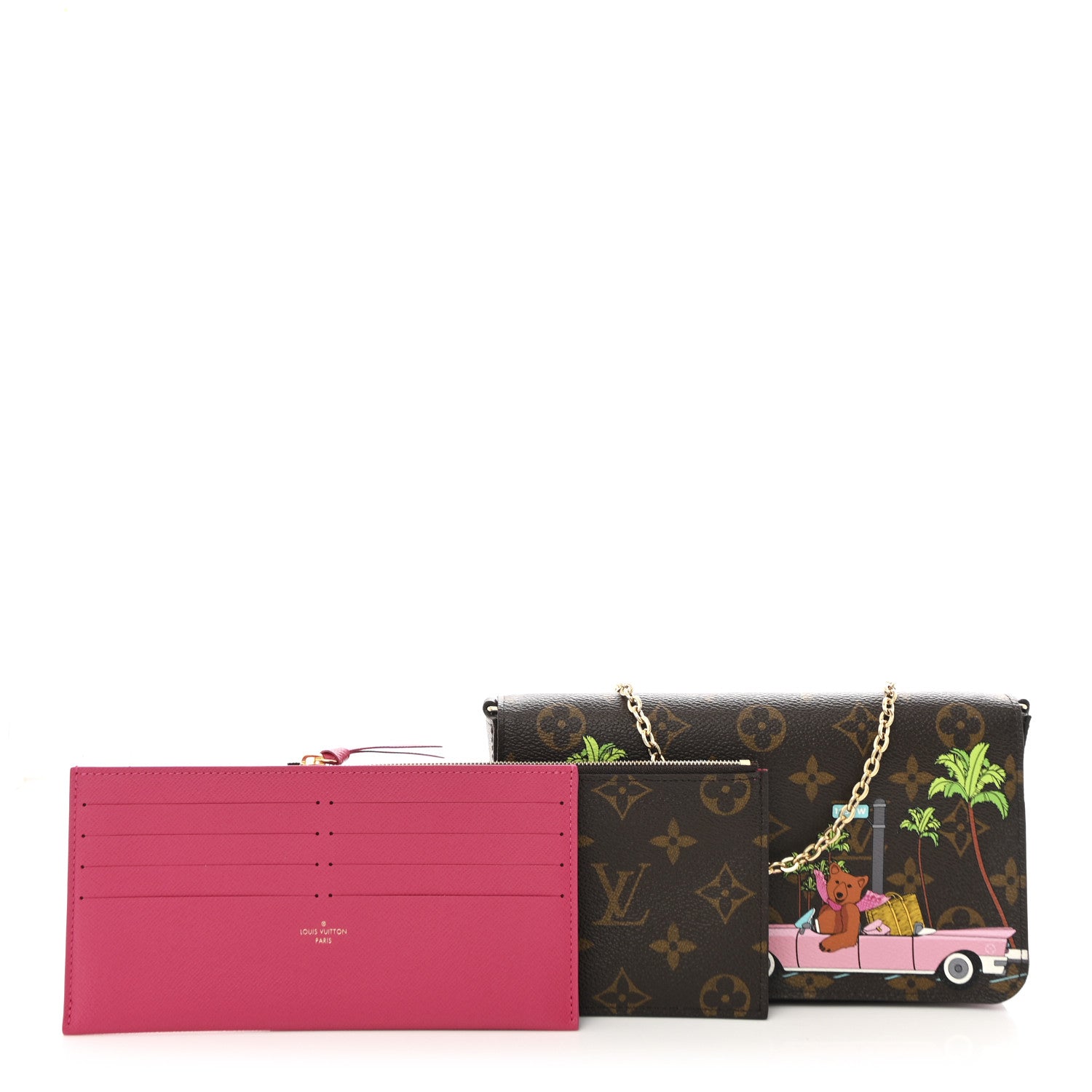 Louis Vuitton Monogram 2021 Christmas Animation Hollywood Pochette Felicie Chain Wallet Fuchsia 3 of 14