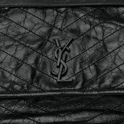 Saint Laurent Crinkled Calfskin Matelasse Monogram Large Niki Chain Satchel Black 8 of 11