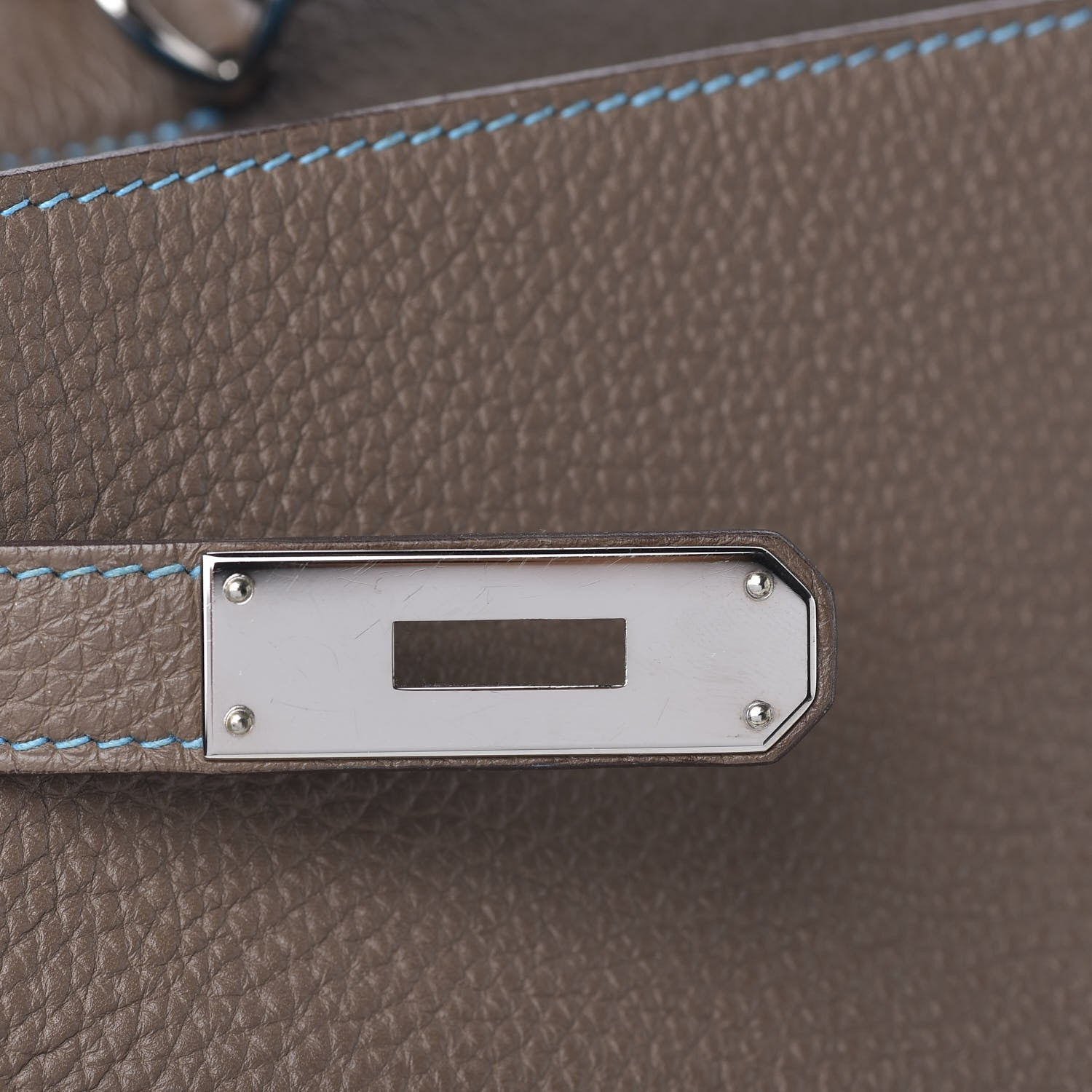 Hermes Togo Kelly Retourne Eclat 35 Etoupe Bleu Azteque 18 of 38