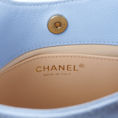 Chanel Caviar Quilted Small Wavy CC Hobo Light Blue 6 of 11