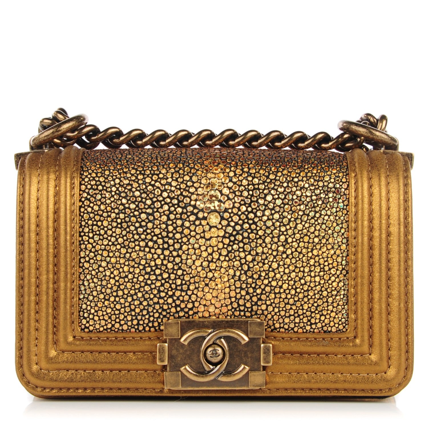 Chanel Galuchat Stingray Mini Boy Flap Gold 1 of 7