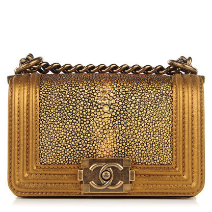 Chanel Galuchat Stingray Mini Boy Flap Gold 1 of 7