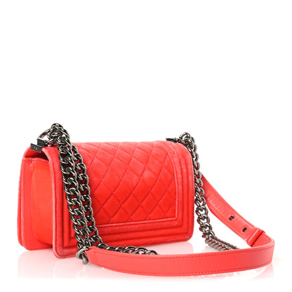 Chanel Velvet Quilted Small Boy Flap Coral 2 of 13
