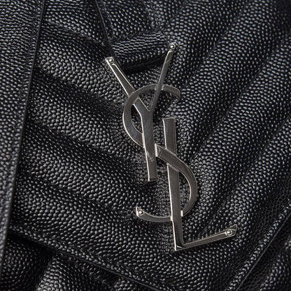 Saint Laurent Grain De Poudre Tri-Quilt Monogram Small College Bag Black 10 of 10