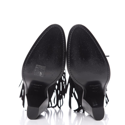 Saint Laurent Suede Fringe Curtis 80 Ankle Boots 38.5 Black 5 of 10