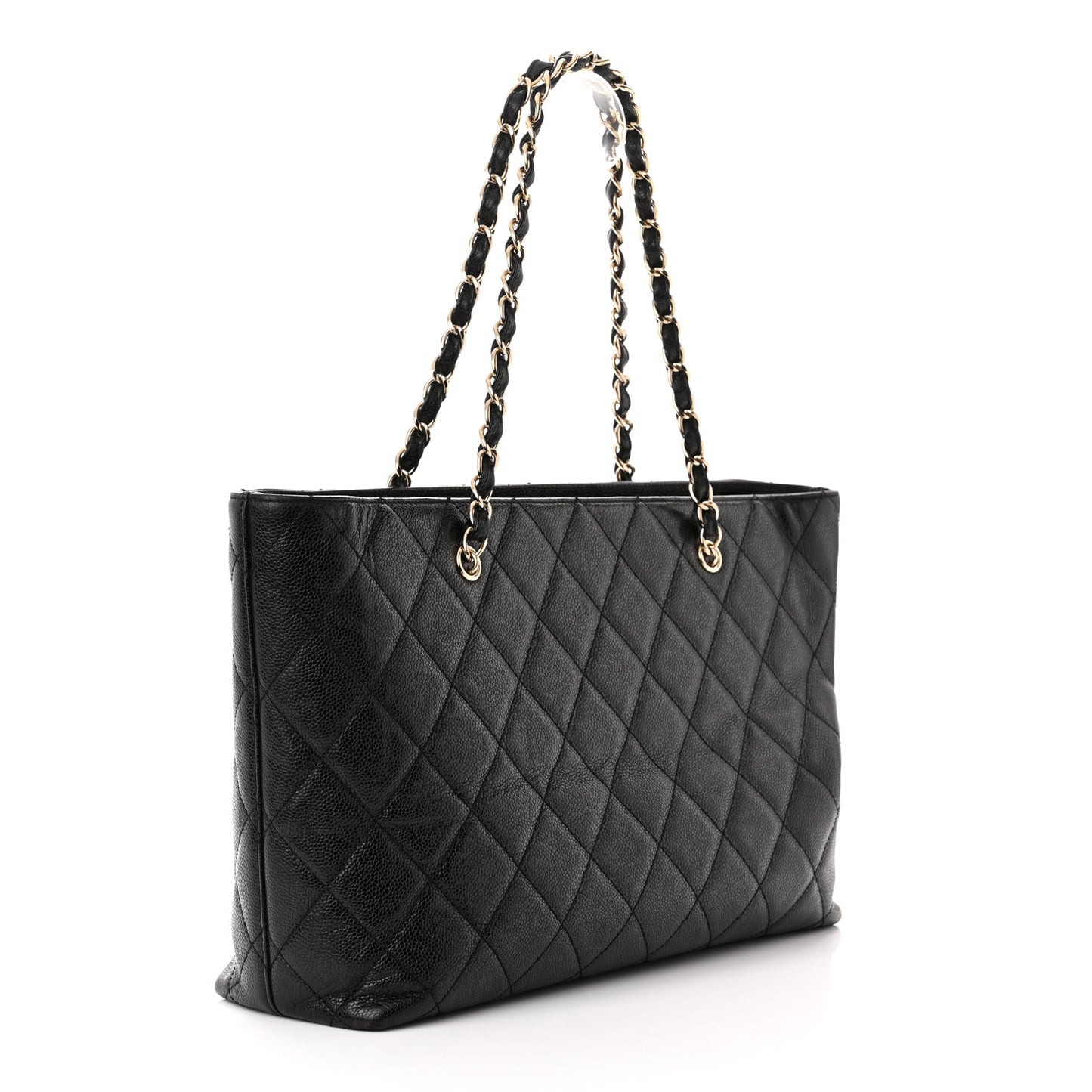 Caviar Quilted Large Shopping Tote Black