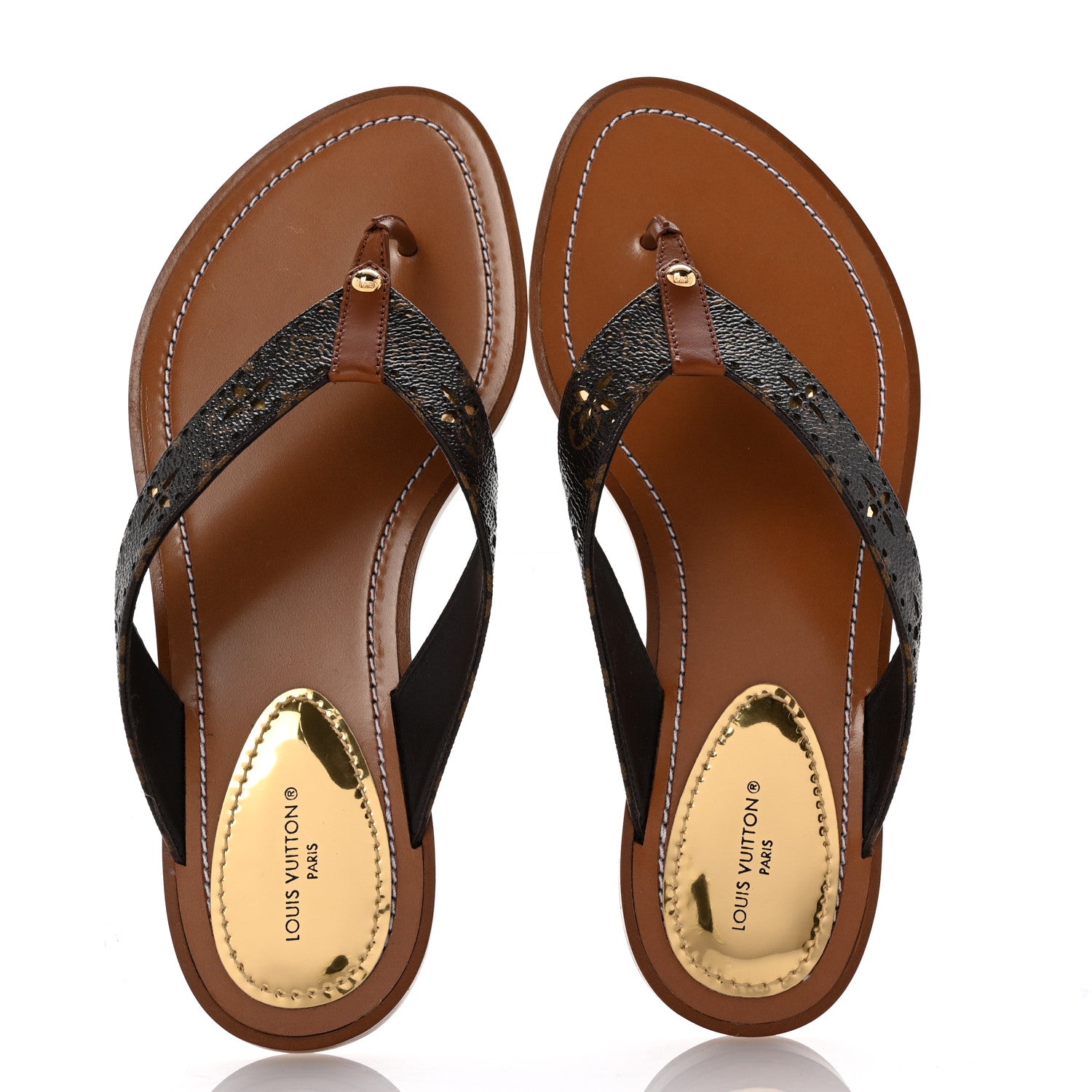 Louis Vuitton Monogram Sunny Flat Thong Sandals 38.5 Brown 2 of 9