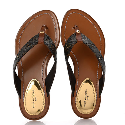 Louis Vuitton Monogram Sunny Flat Thong Sandals 38.5 Brown 2 of 9