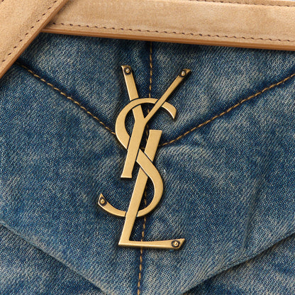 Saint Laurent Denim Quilted Small Loulou Puffer Monogram Chain Satchel Blue Cinnamon 8 of 10