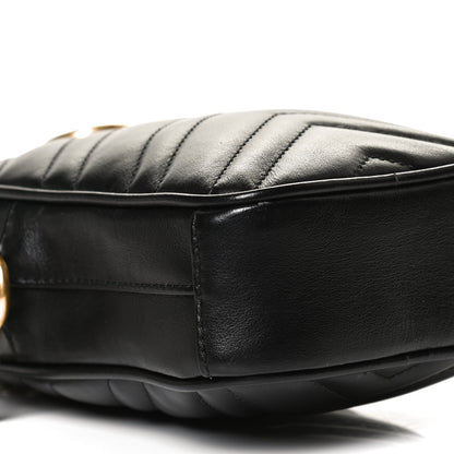 Gucci Calfskin Matelasse Mini GG Marmont Crossbody Bag Black 8 of 9