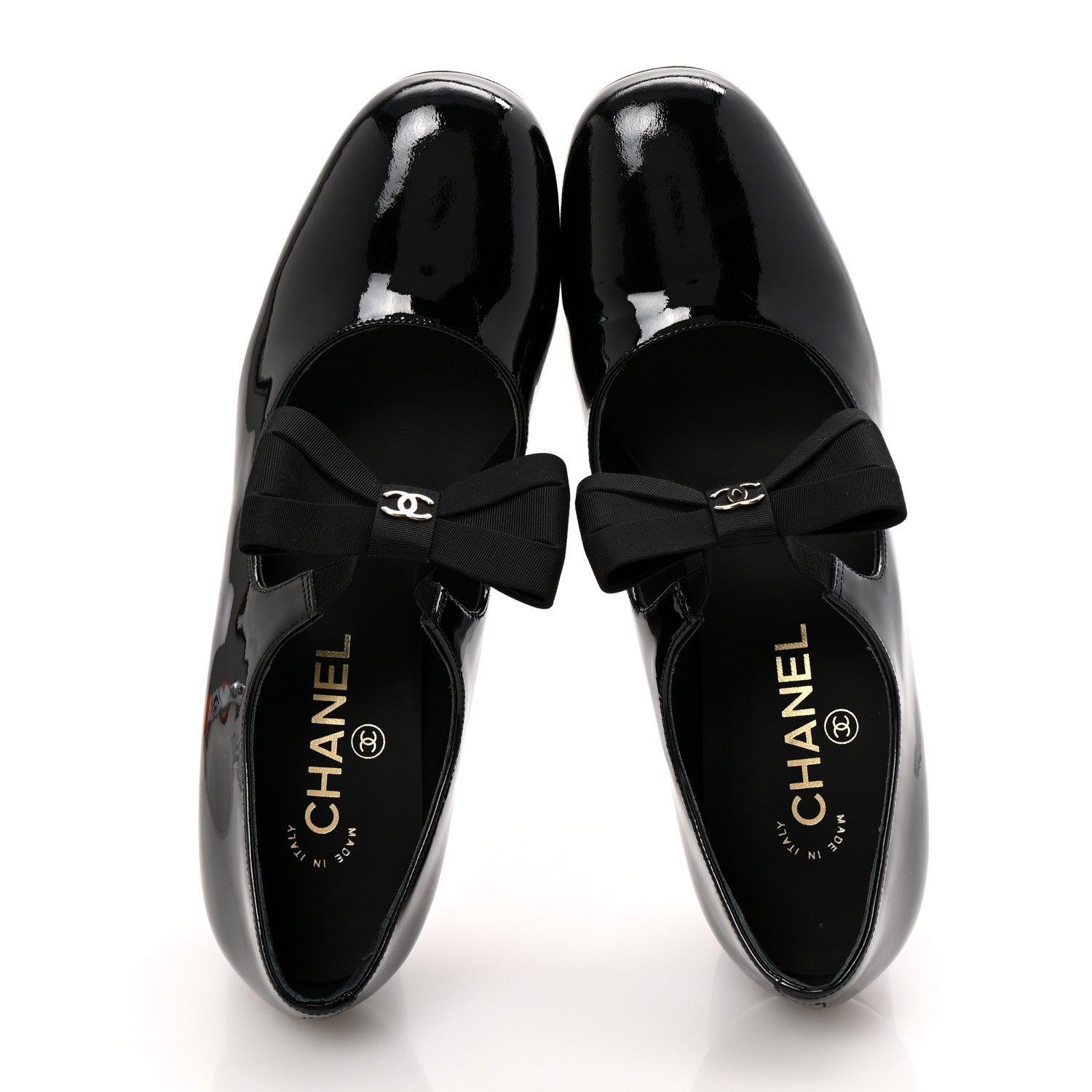 Chanel Patent Calfskin Grosgrain CC Mary Jane Pumps 39.5 Black 2 of 10