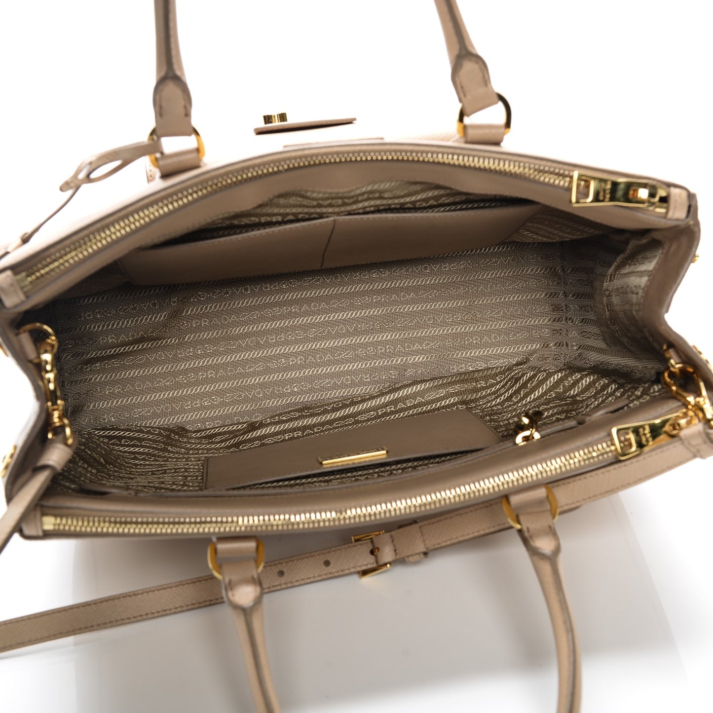 Saffiano Lux Galleria Front Pocket Tote Sabbia