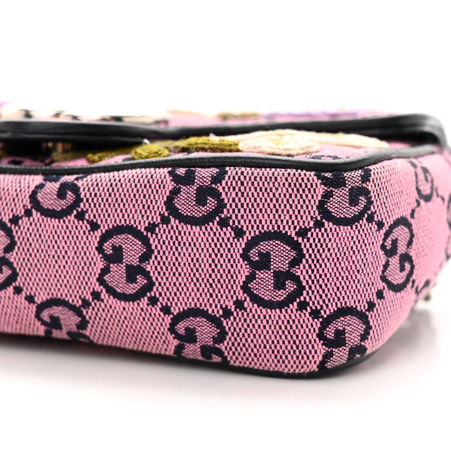 Gucci Monogram Multicolor Matelasse Diagonal Floral Embroidered Super Mini GG Marmont Shoulder Bag Pink Blue Ivory Green Lilac 10 of 12