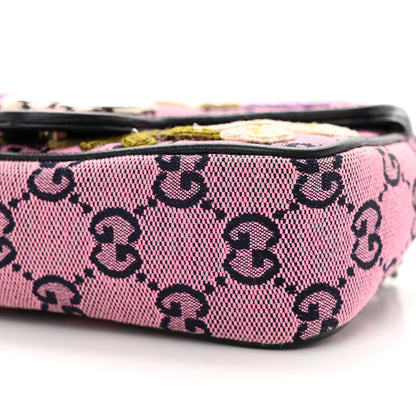 Gucci Monogram Multicolor Matelasse Diagonal Floral Embroidered Super Mini GG Marmont Shoulder Bag Pink Blue Ivory Green Lilac 10 of 12