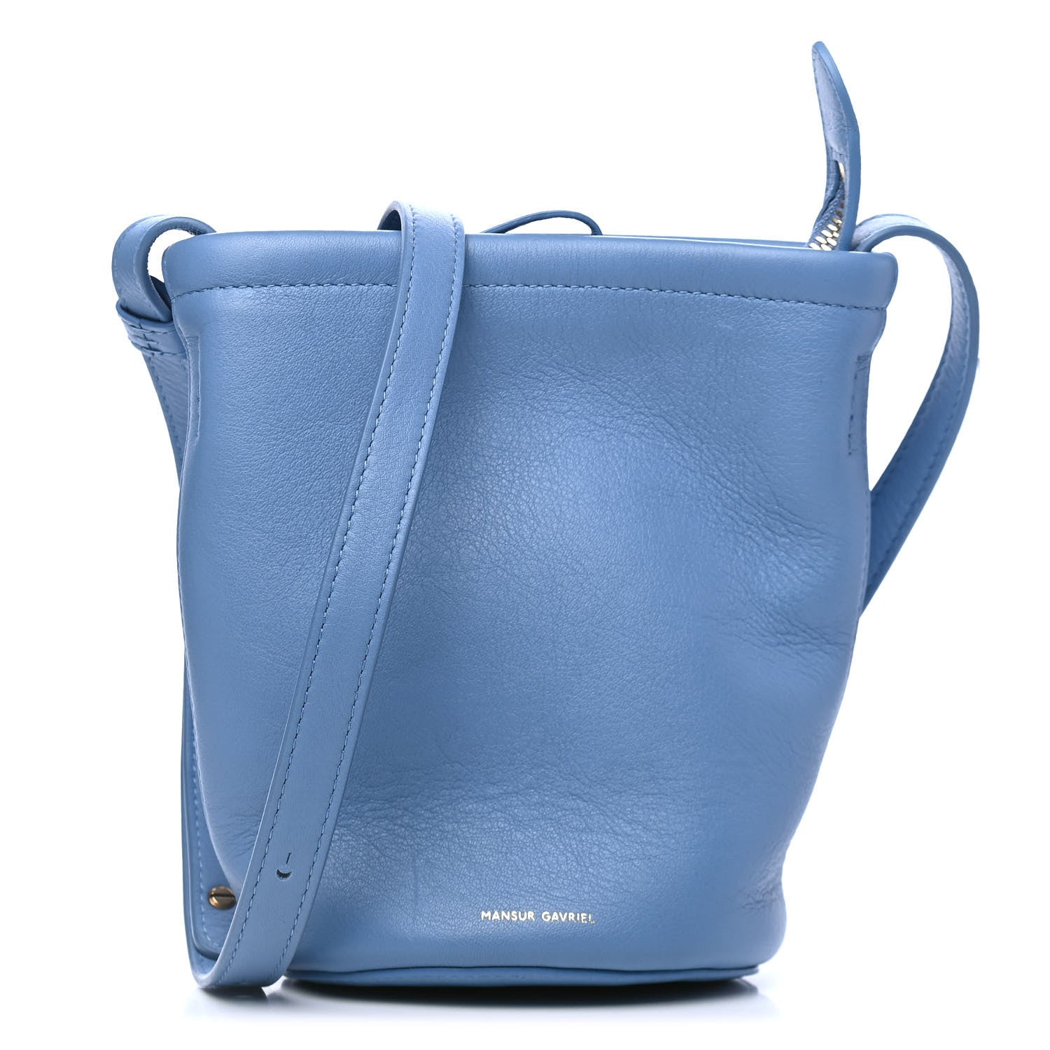 Mansur Gavriel Pebbled Calfskin Zip Bucket Bag Blue 1 of 5