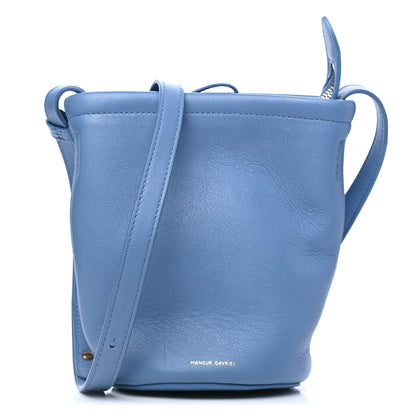 Mansur Gavriel Pebbled Calfskin Zip Bucket Bag Blue 1 of 5