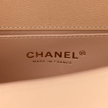 Chanel Caviar Chevron Quilted Small Boy Flap Beige 6 of 10