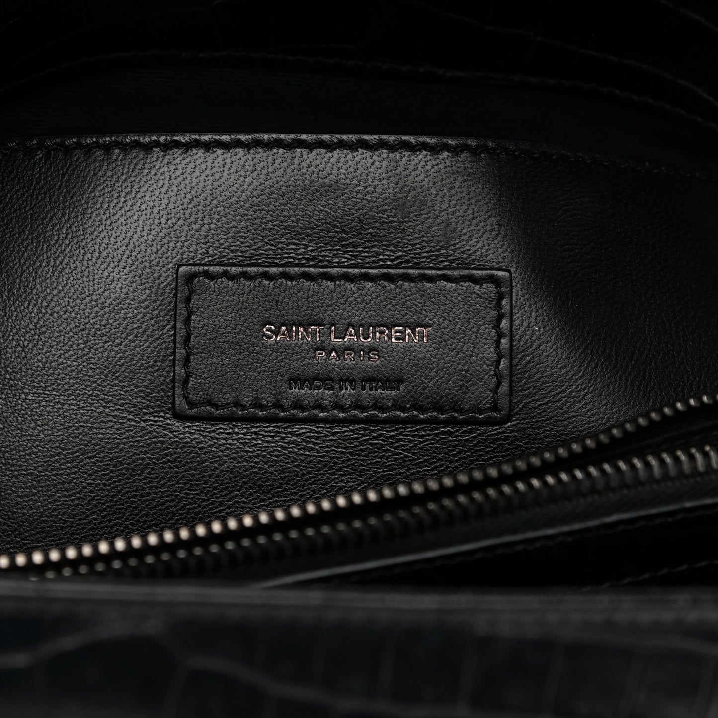 Calfskin Crocodile Embossed Medium West Hollywood Monogram Fold-Over Black