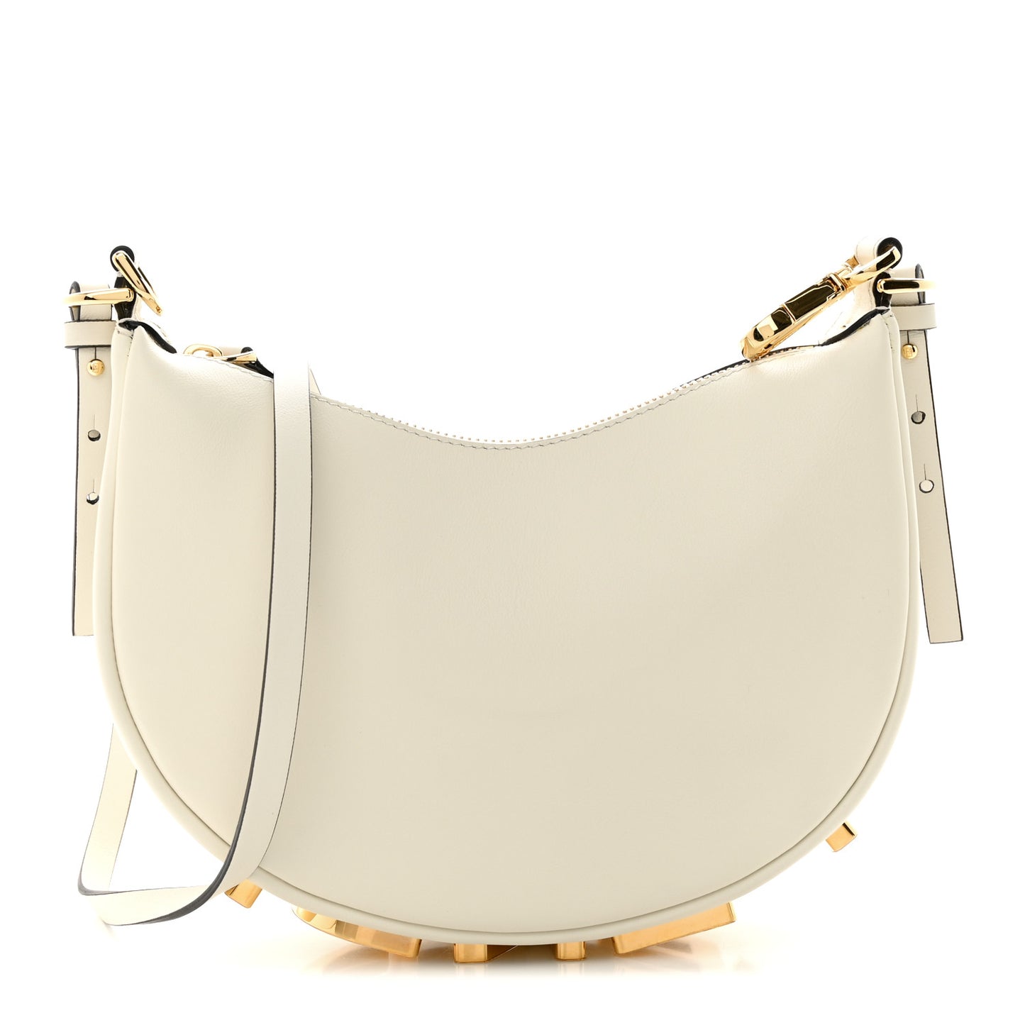 Vitello Grace Matte Mini Fendigraphy Hobo Bag White Ice