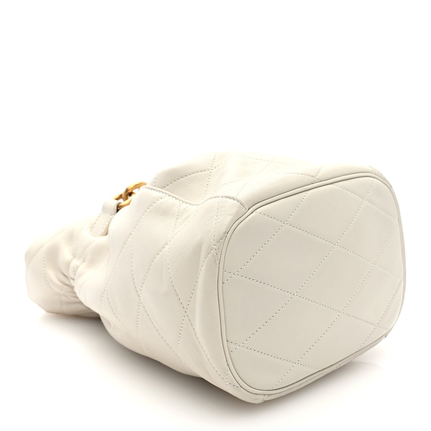 Lambskin Quilted Le Maillon Bucket Bag Crema Soft