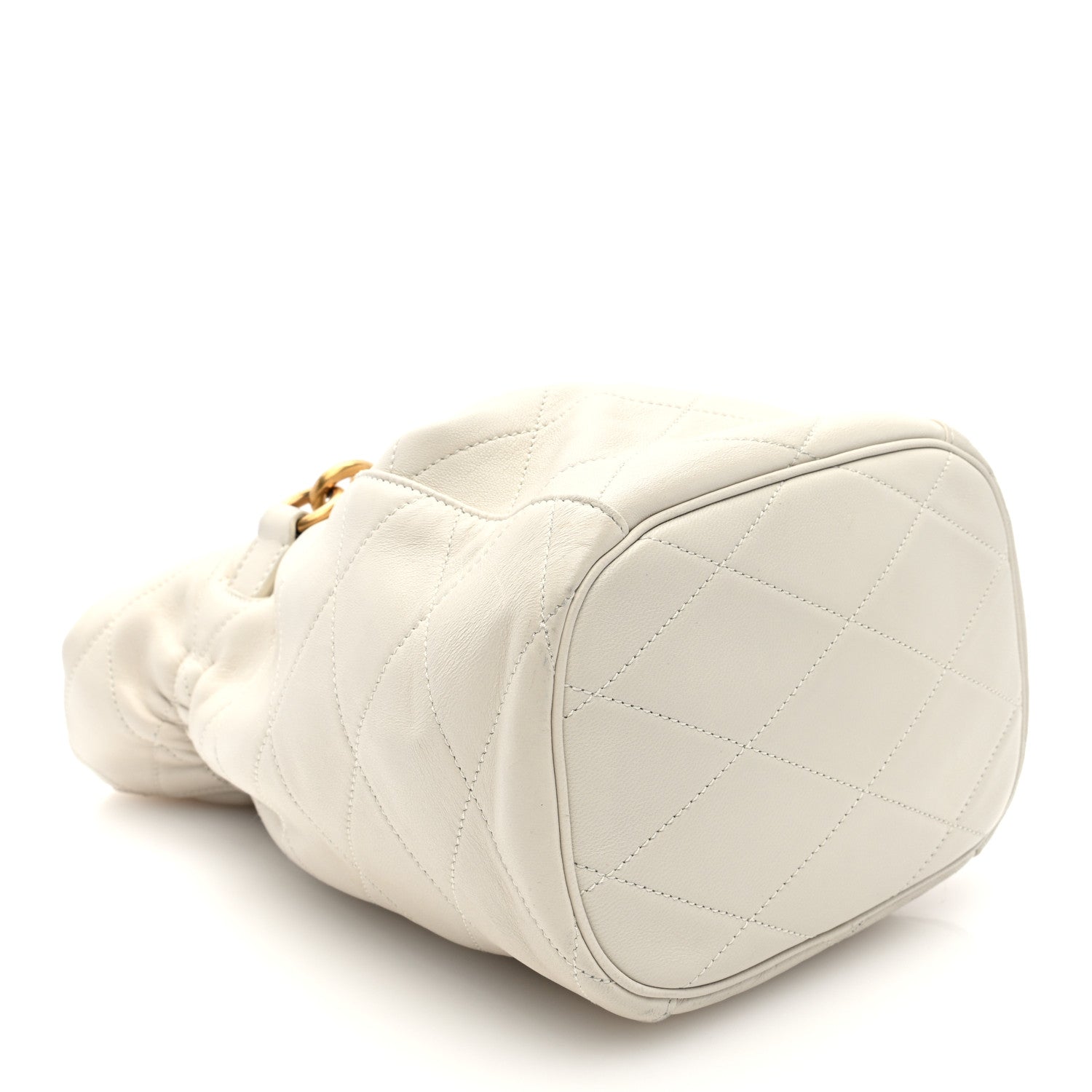 Saint Laurent Lambskin Quilted Le Maillon Bucket Bag Crema Soft 4 of 9
