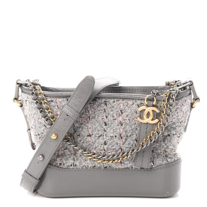 Chanel Tweed Calfskin Quilted Small Gabrielle Hobo Grey 1 of 11
