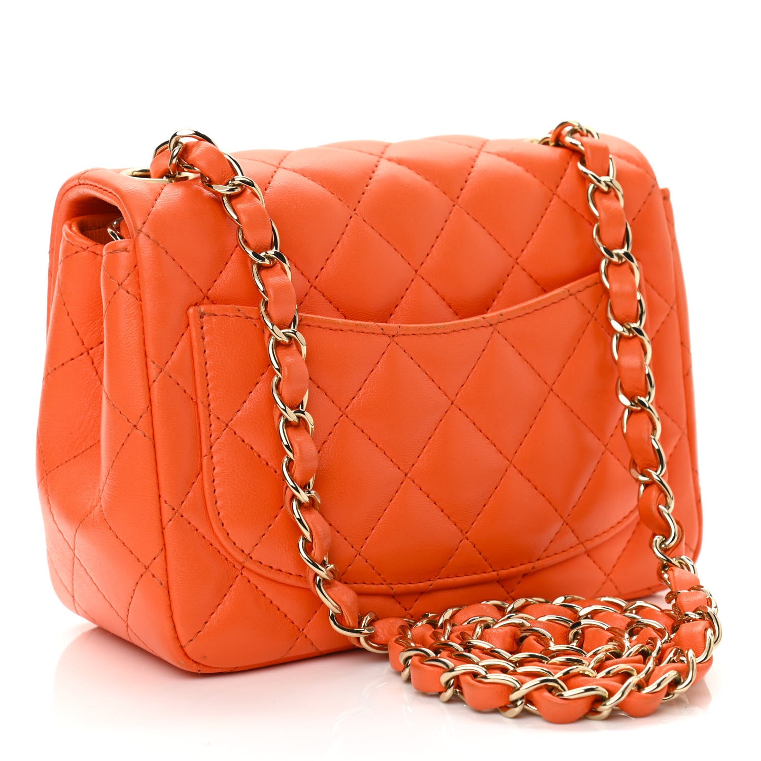 Chanel Lambskin Quilted Mini Square Flap Orange 3 of 10