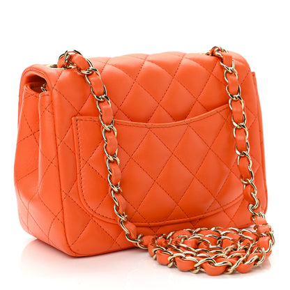 Chanel Lambskin Quilted Mini Square Flap Orange 3 of 10